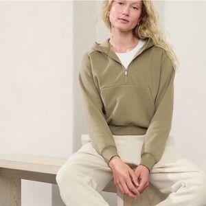 Athleta Forever Fleece 1/2 zip hoodie.